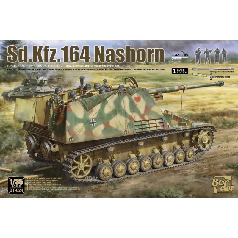 Sd.Kfz.164 Nashorn (+4 figurini equipaggio + canna e 5 proiettili in mettallo omaggio solo con la prima tiratura) 1/35