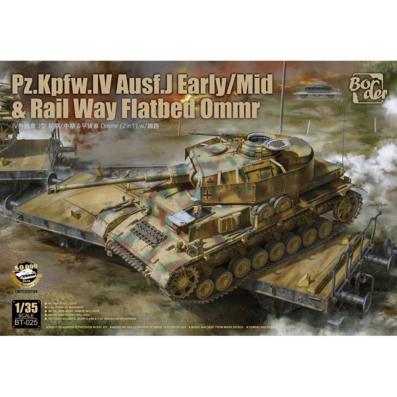 Panzer Kpfw. IV Ausf. J Early con Mid RailWay Flatbed Ommr 1/35