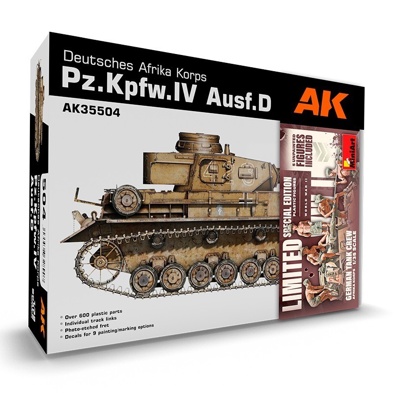 PZ.KPFW.IV AUSF.D AFRIKA KORPS + 5 FIGURES GERMAN TANK CREW AFRIKA KORPS 1/35