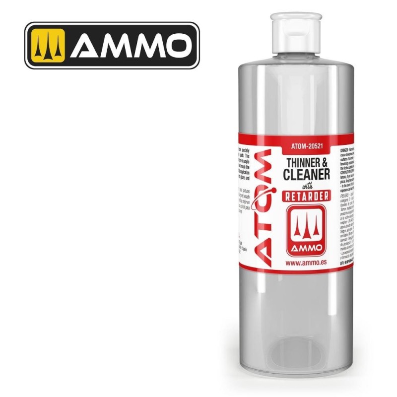 ATOM Thinner and Cleaner with Retarder (400ml) diluente e pulitore con soluzione ritardante per l'asciugatura