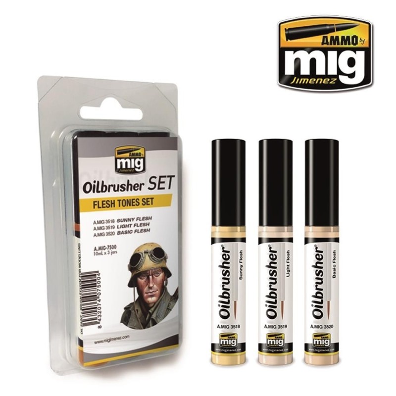 Set di 3 OILBRUSHER per incarnati (colore ad olio pre-diluito con pennello applicatore nel tappo)