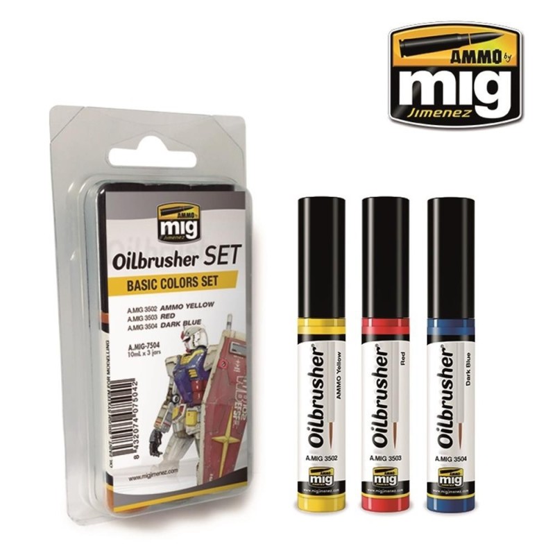 set di 3 OILBRUSHER per tonalità base (colore ad olio pre-diluito con pennello applicatore nel tappo)