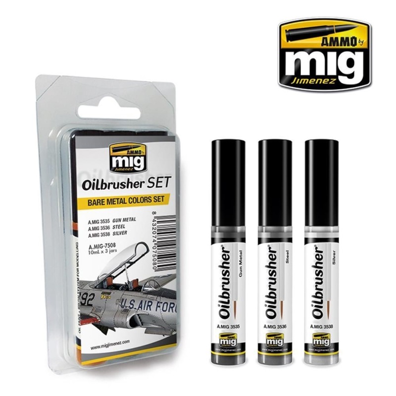Set di 3 OILBRUSHER per METALLO NUDO (colore ad olio pre-diluito con pennello applicatore nel tappo)