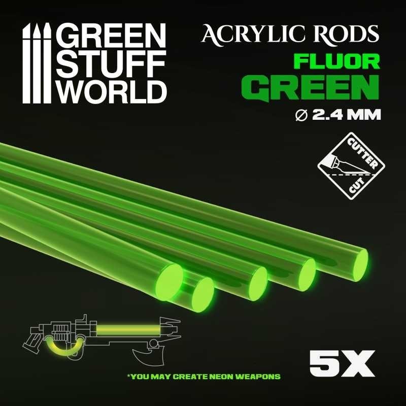Barre Acriliche - Tonde 2,4 mm Fluor VERDE (9252)