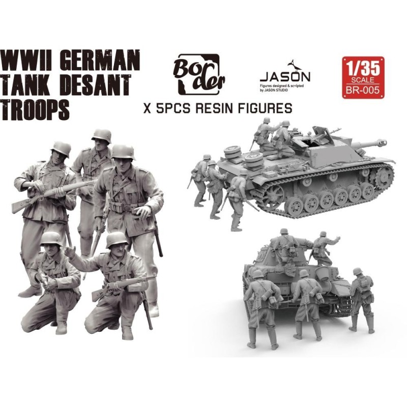 WW2 German Tank Desant Troops (5 figure in resina) (1/35)