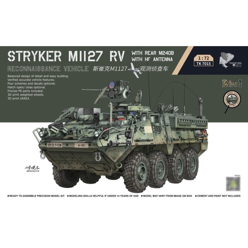 Stryker M1127 RV (2in1) Reconnaissance Vehicle con Rear m24OB, con IF Antenna (1/72)