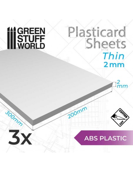 Sourcing Map Fogli Di Plastica ABS Bianchi Per Modellismo, 3 Pezzi 17,8x10,2x0,05 Cm, Facili Da Tagliare E Dipingere, Per Fai Da Te E Costruzioni