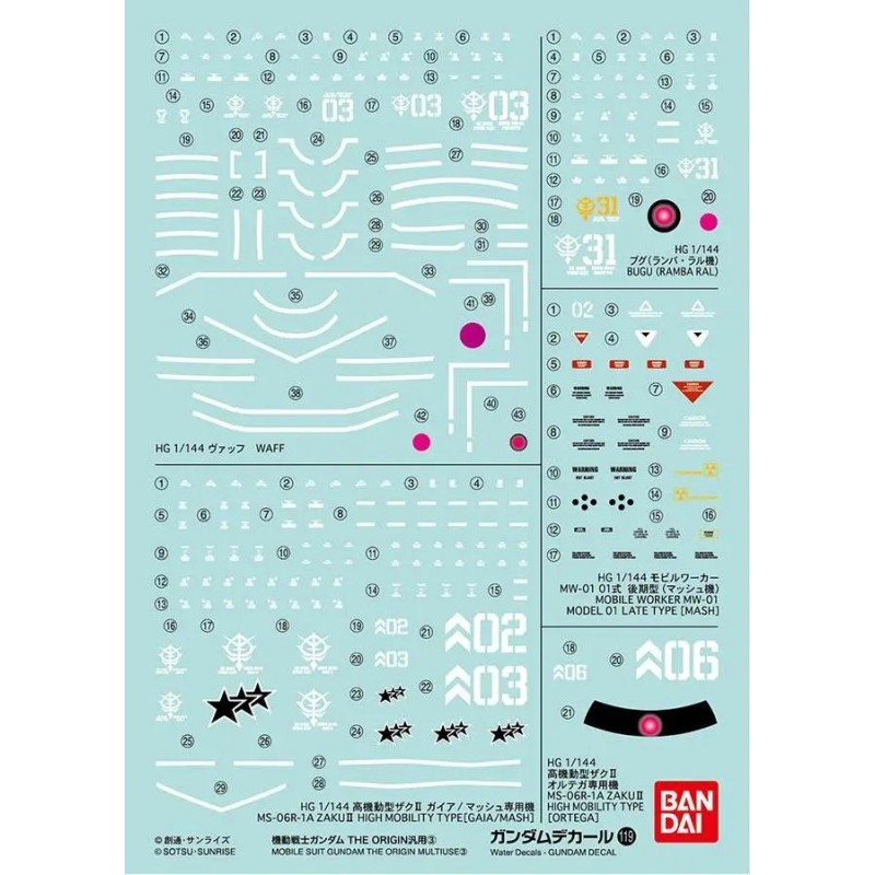 Gundam Decal 119 Ms Gundam Origin Mult 3