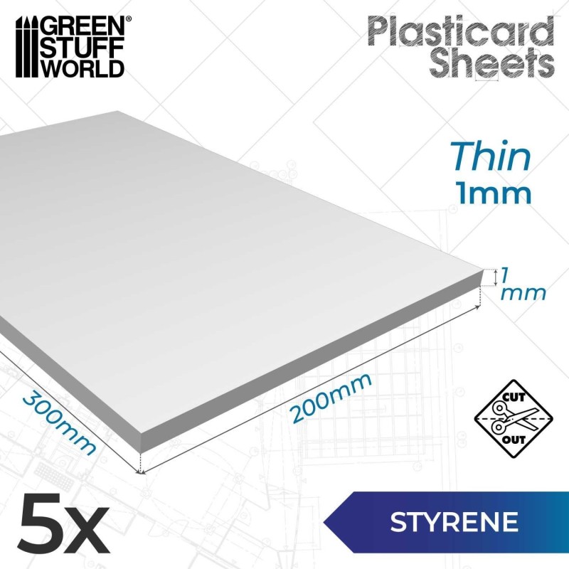 Fogli di polistirolo 1 mm Pack x5 (13224)