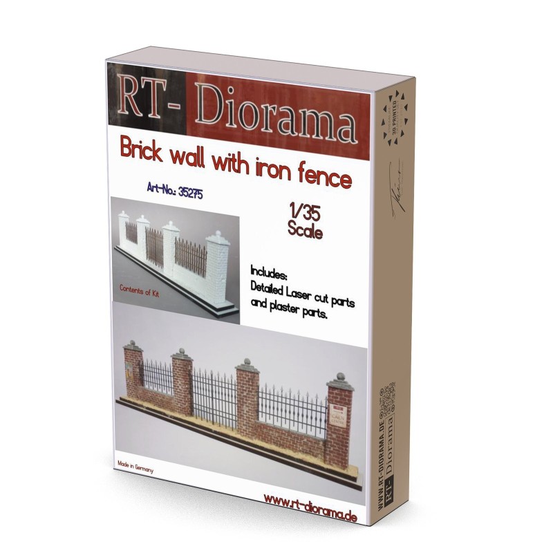 Brick Wall with Iron Fence 1/35