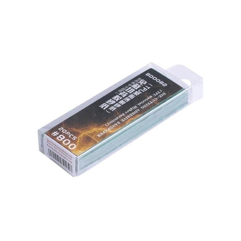 CARTA ABRASIVA PRE-TAGLIATA CON ADESIVO (MATERIALE TPU)20 pezzi 800
