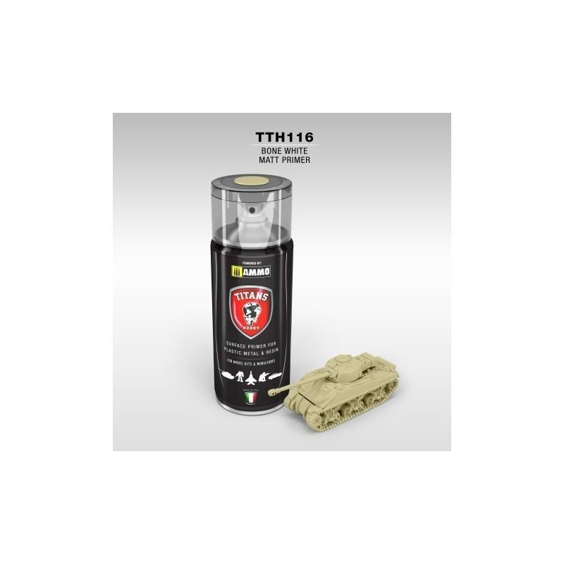 Bone White Matt Primer - 400ml Spray per plastica, metallo e resina