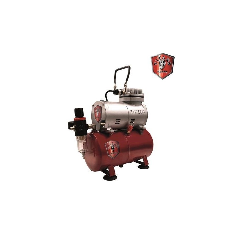 Compressore per aerografia a pistone Typhoon, 1/6hp - 220-240V 50Hz con serbatoio aria da 3lt