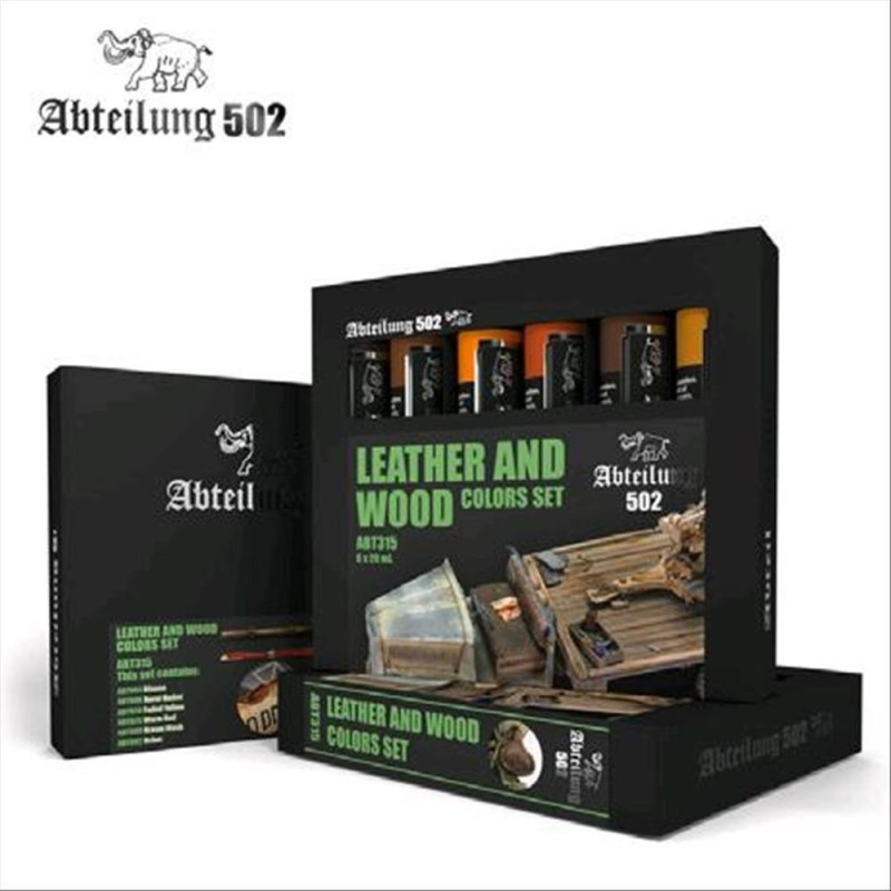 Abtaeilung502: SET di 6 colori ad olio in tubetto da 20ml per LEGNO e CUOIO