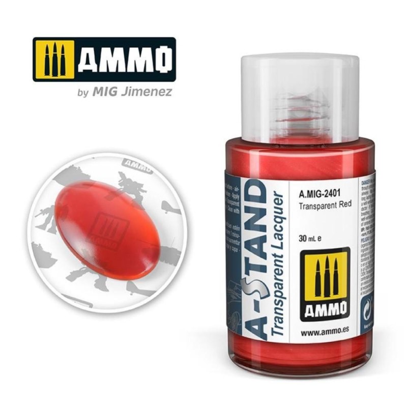 A-STAND Transparent Red - 30ml colore a smalto per aerografo