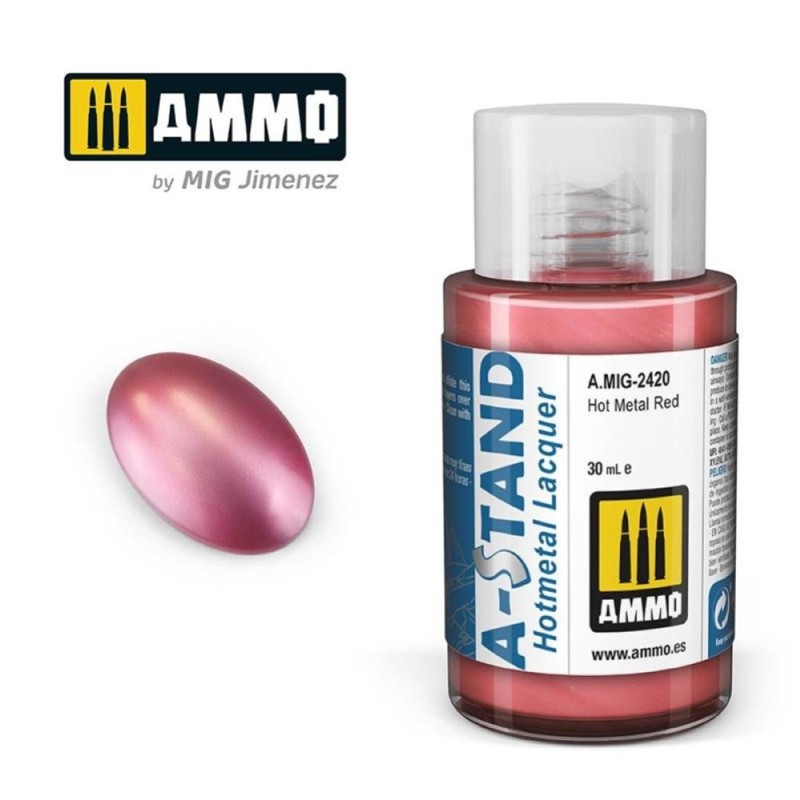 A-STAND Hot Metal Red - 30ml colore a smalto per aerografo