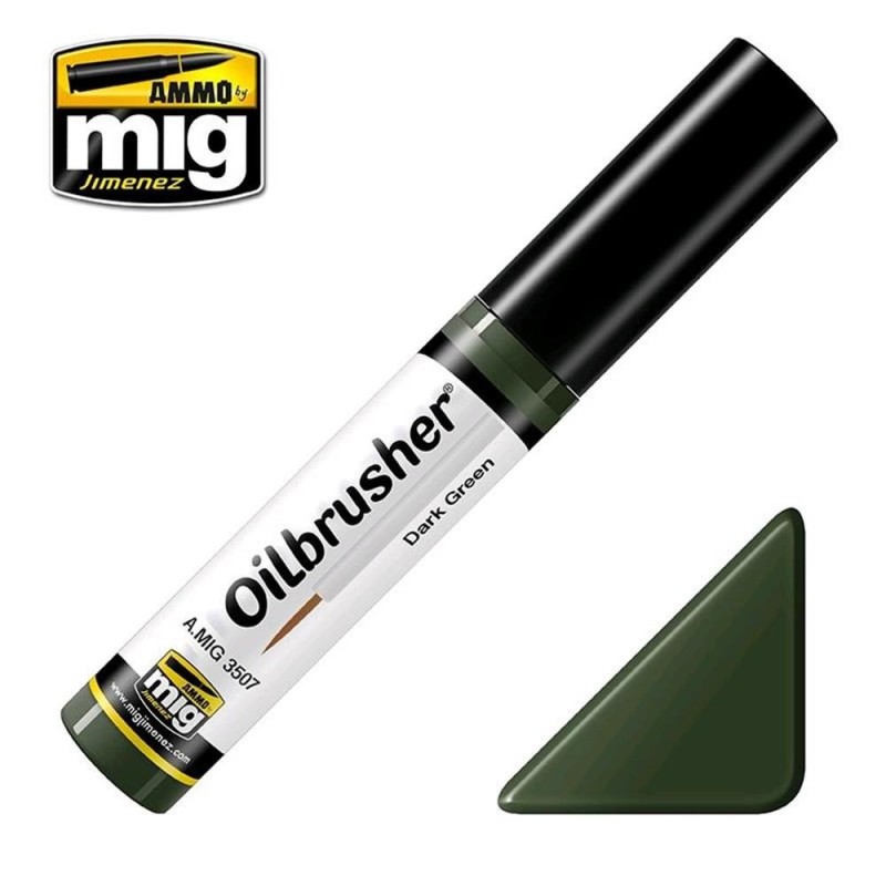 OILBRUSHER colore VERDE SCURO (colore ad olio pre-diluito con pennello applicatore nel tappo)