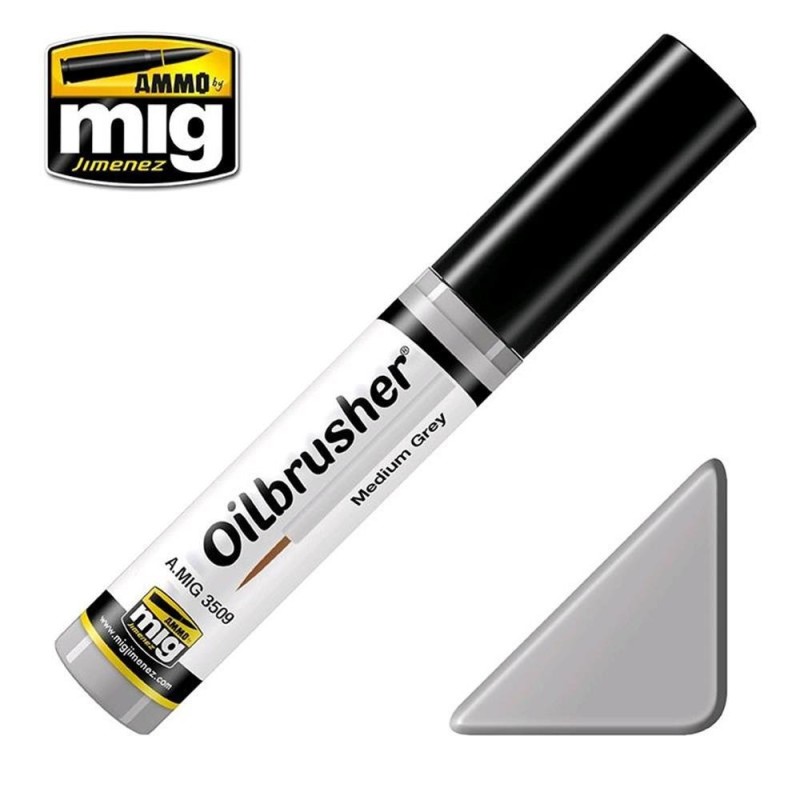 OILBRUSHER colore GRIGIO MEDIO (colore ad olio pre-diluito con pennello applicatore nel tappo)