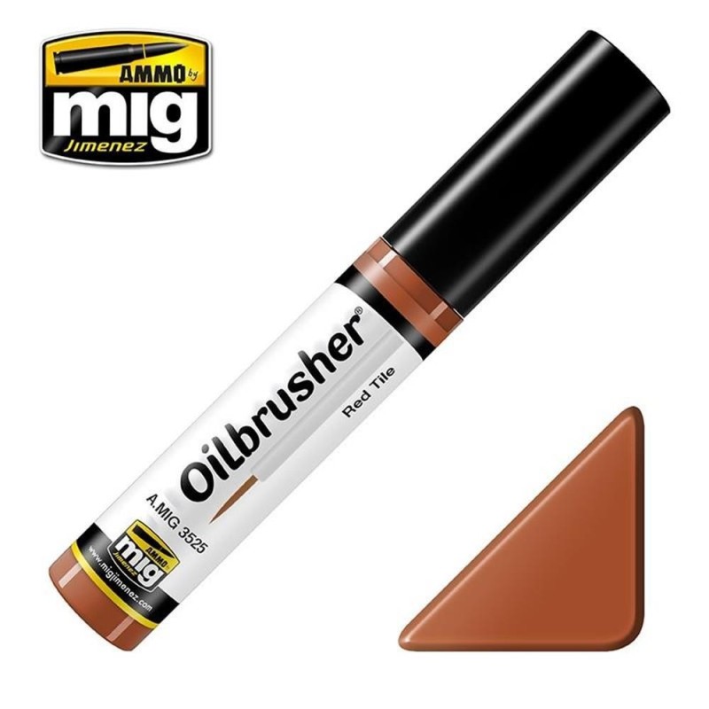 OILBRUSHER colore ROSSO MATTONE (colore ad olio pre-diluito con pennello applicatore nel tappo)