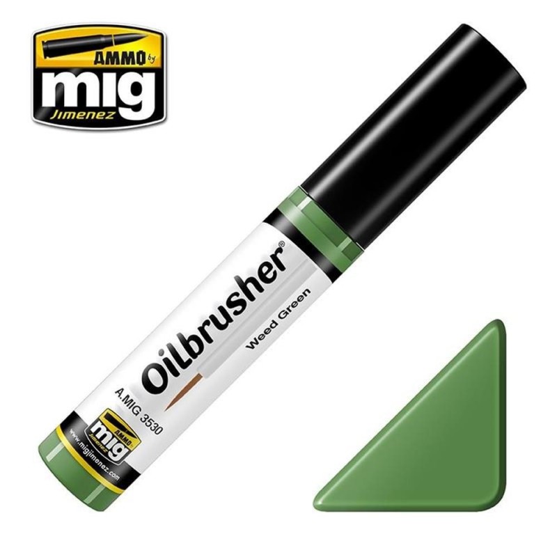 OILBRUSHER colore VERDE ERBA (colore ad olio pre-diluito con pennello applicatore nel tappo)