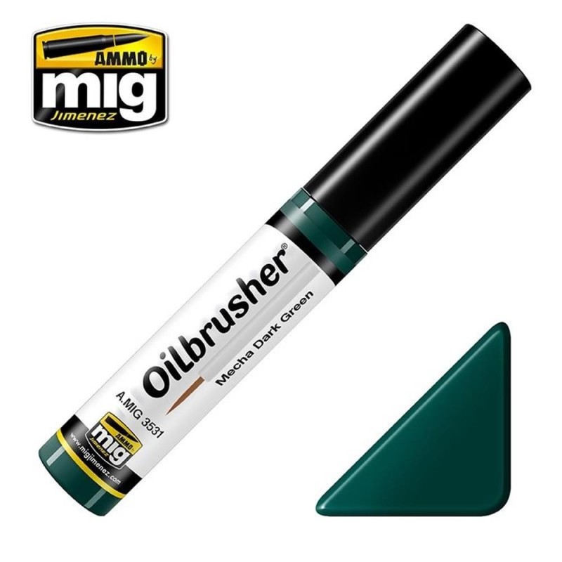 OILBRUSHER colore VERDE SCURO MECHA (colore ad olio pre-diluito con pennello applicatore nel tappo)
