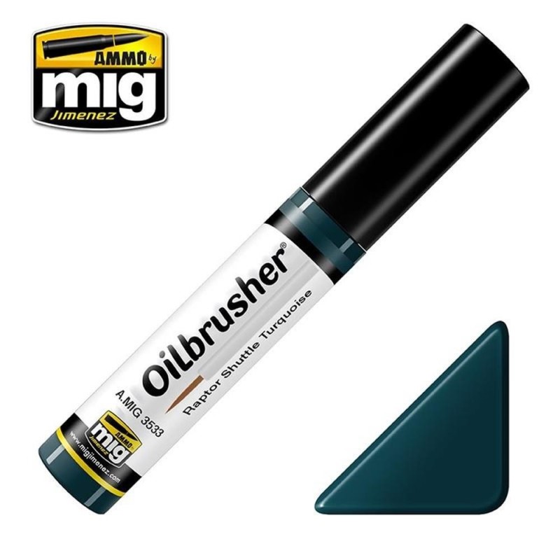 OILBRUSHER colore TURCHESE RAPTOR SHUTTLE (colore ad olio pre-diluito con pennello applicatore nel tappo)