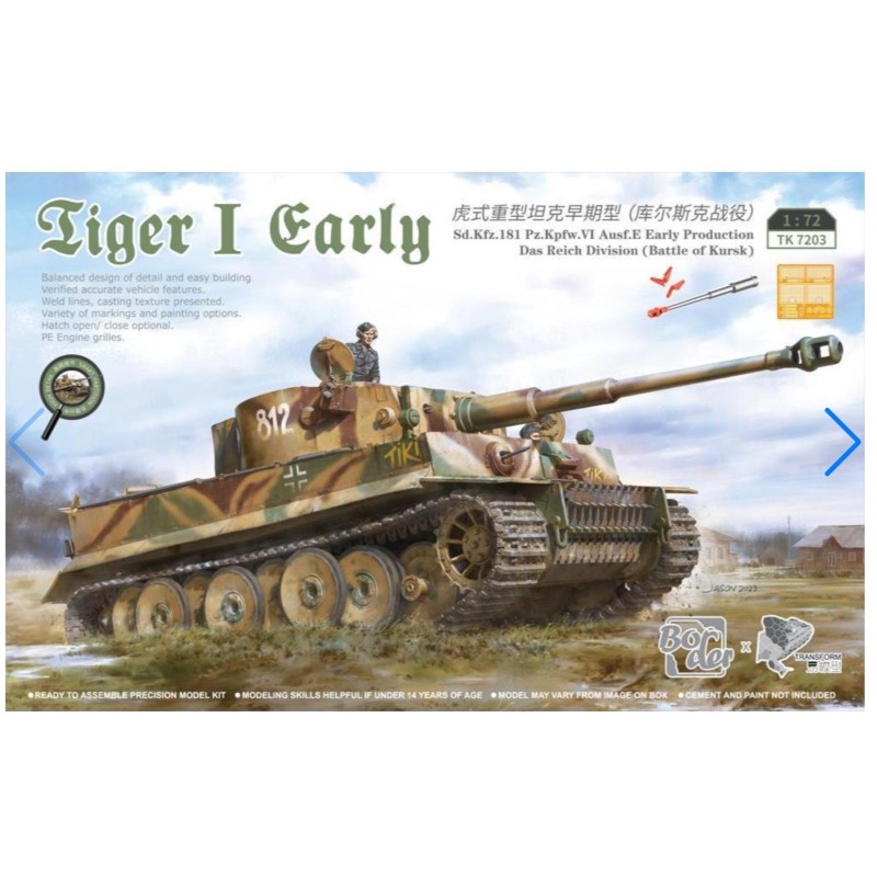 BORDER MODEL (1/72) Tiger I Early of Das Reich 1943 Kursk (con canna in metallo sulla prima tiratura)