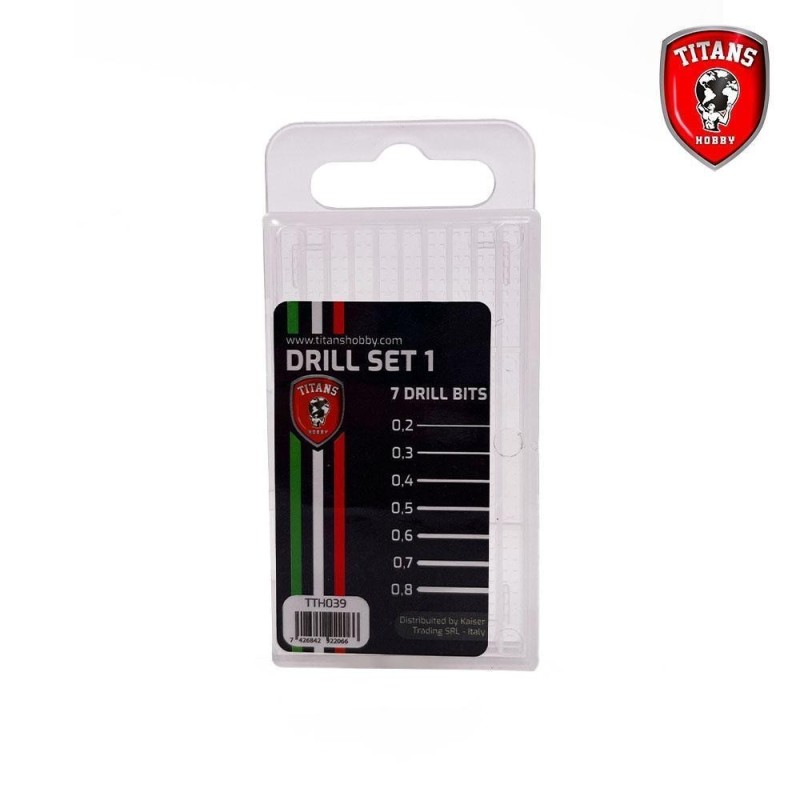 Set 1 di 7 punte per trapano da modellismo (mm.0,2-0,3-0,4-0,5-0,6-0,7-0,8)