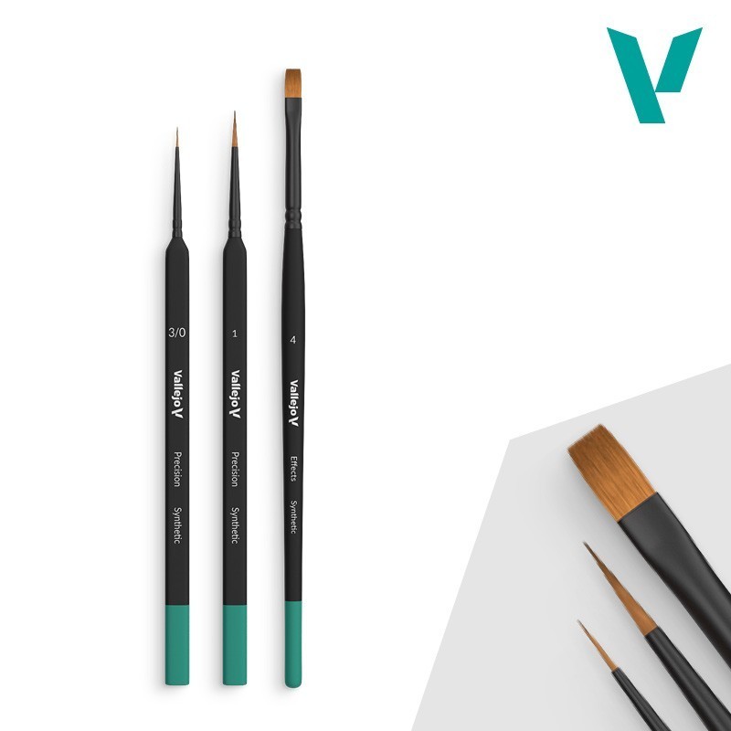 Starter Set (Round No.1 & 3/0 Triangular Handle, Flat No.4, synthetics)