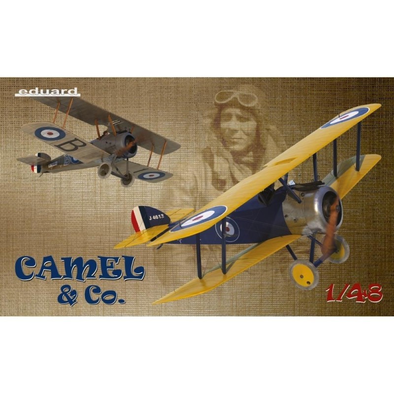 Limited edition kit of British WWI fighter aircraft Sopwith F.1 Camel in (1/48) scale with two Biggles fictional markings